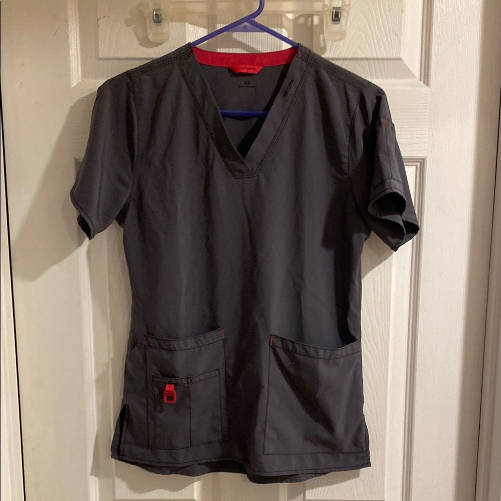 Carhartt Force Scrub Set Gray and Red V-Neck Women’s XS Comfy
